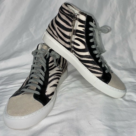 P448 Italian designer zebra high-top sneakers - Picture 1 of 11